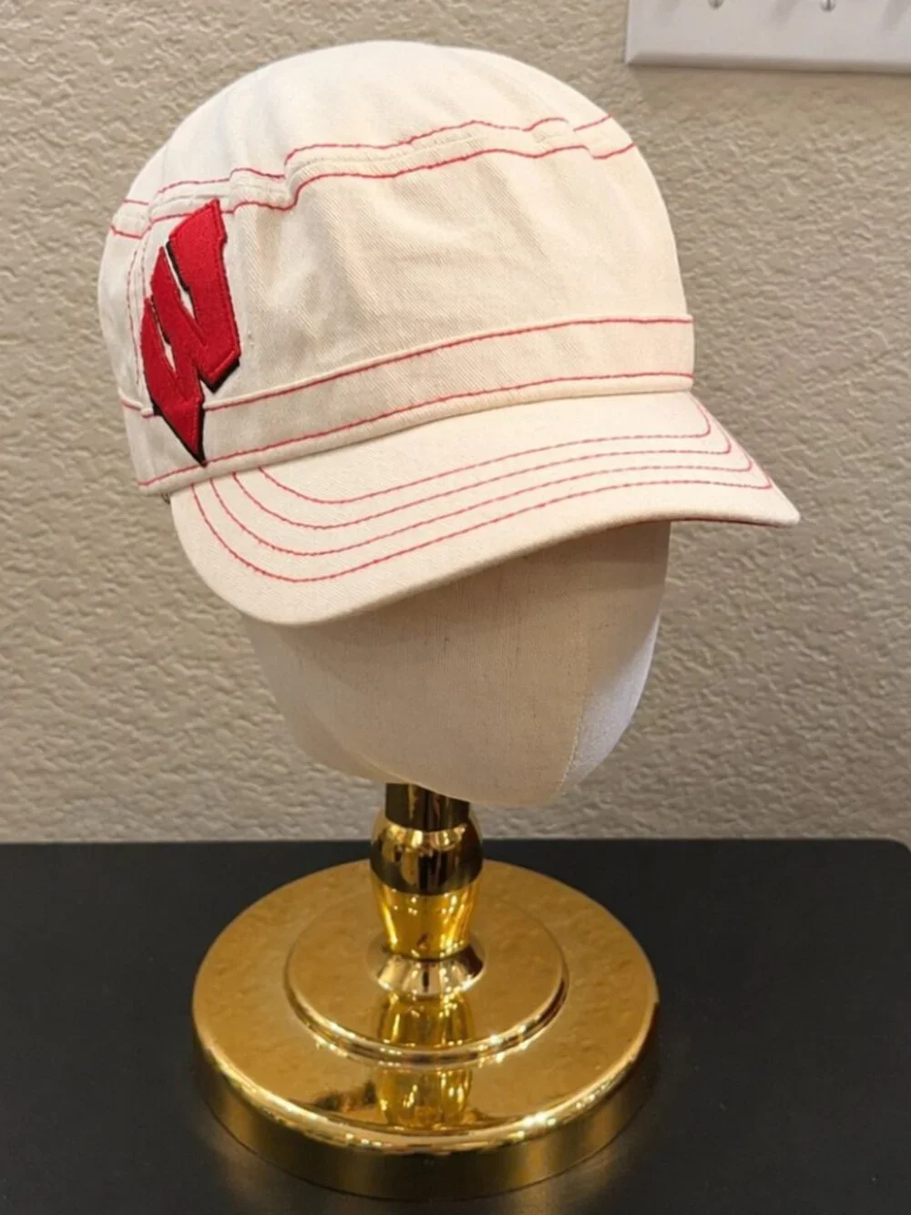 Women's New Era Wisconsin Badgers Cream Cadet Hat with Red Stitching